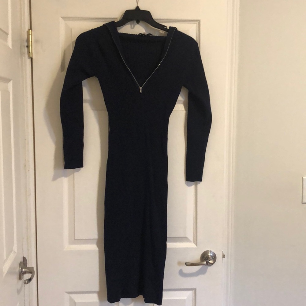 Sandro navy Fall 2018 wool dress